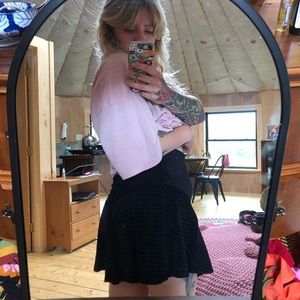 Free People Velvet Black Ribbed Miniskirt